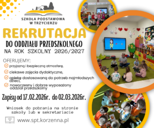 Miniaturka artykułu Rekrutacja do oddziału przedszkolnego na rok szkolny 2026/2027